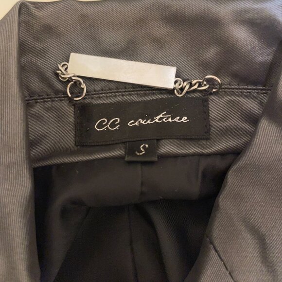 CC Couture Metallic Grey Wrap Trench Dress with Draped Skirt – Size Small - Picture 8 of 15